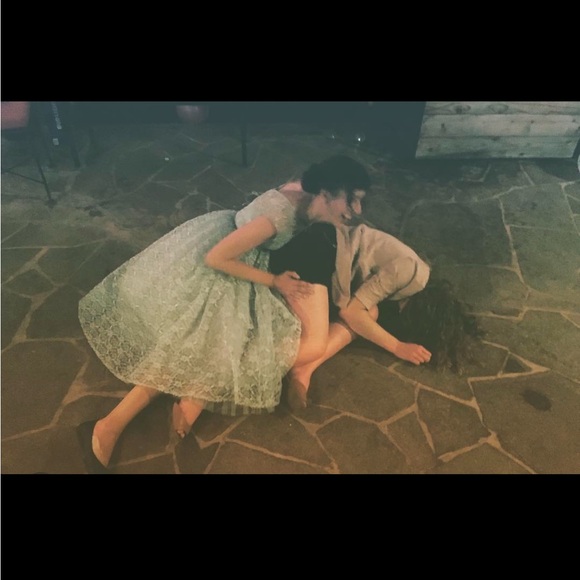 Light Blue Lace Vintage 1950s Party/Wedding/Prom Dress - Picture 7 of 7